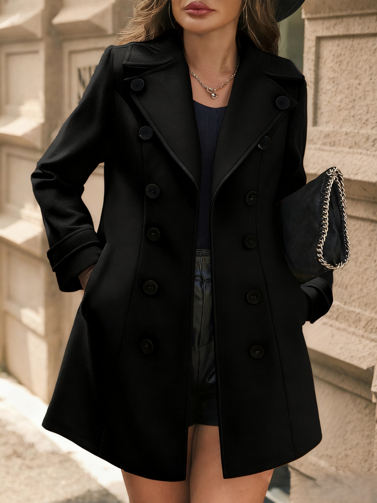 Elegant Lapel Mid-Length Fashion Coat: Apricot / S