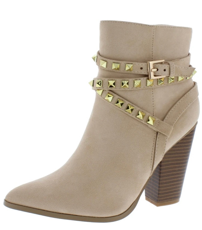 Nude Studded Ankle Boots