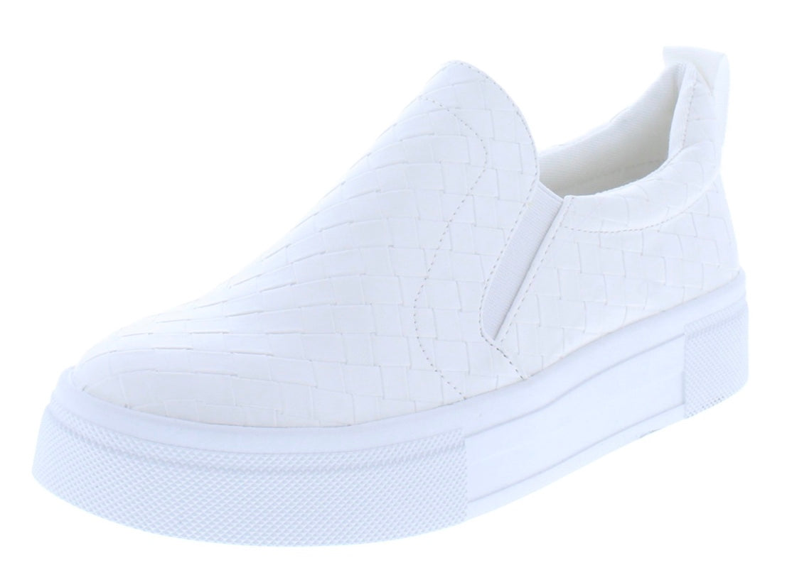 White Platform Slip-On Sneakers