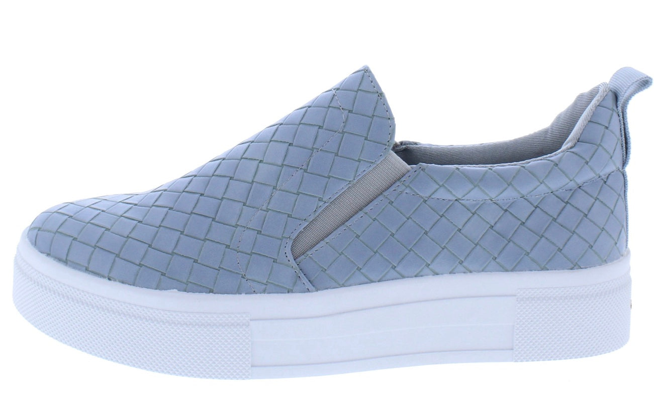 Slate Blue Woven Platform Slip-On Sneakers