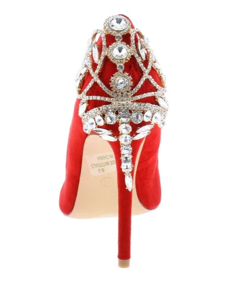 Red Rhinestone Stiletto Heels