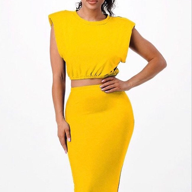 Two piece spandex skirt set