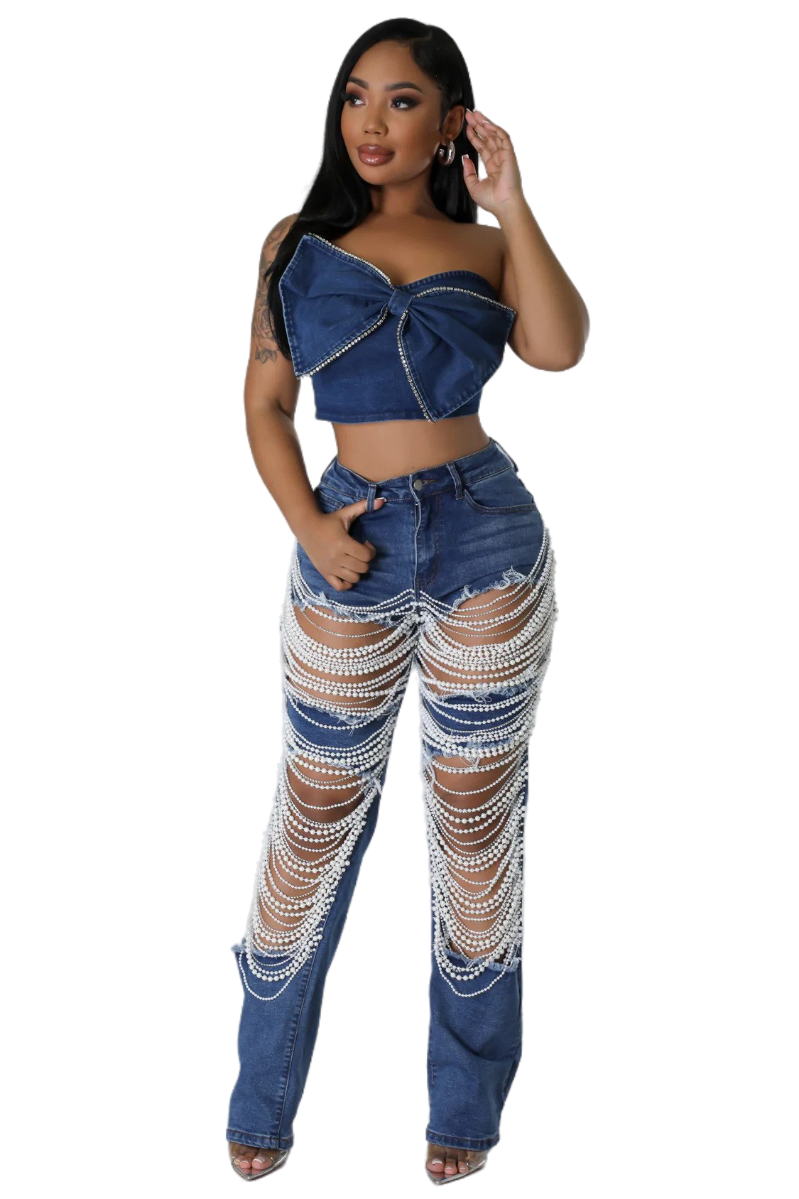 WOMEN FASHION CASUAL DENIM PANTS: XL