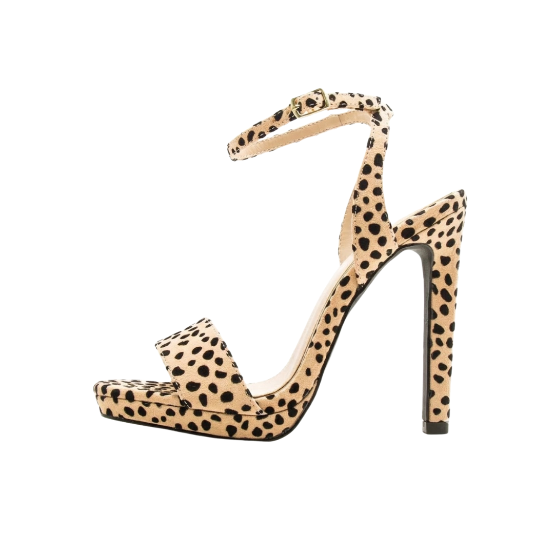Polka Dot & Leopard Print Ankle Strap Heels
