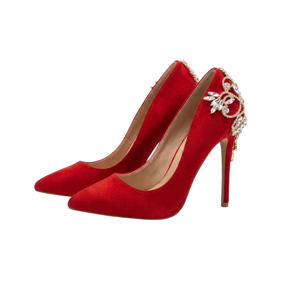 Red Rhinestone Stiletto Heels