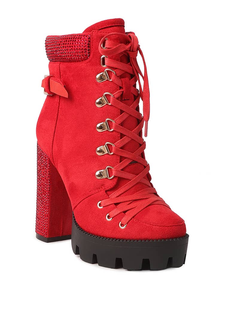 Birch Diamante Set Block Heeled Ankle Boot: BLACK / 9.5US