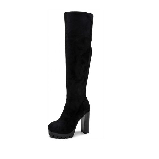 Black Stretch Sock Knee-High Boots