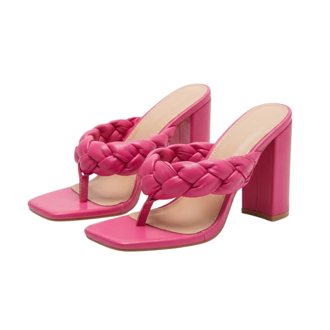 Quilted Slip-On Heels in Fuchsia & Lavender