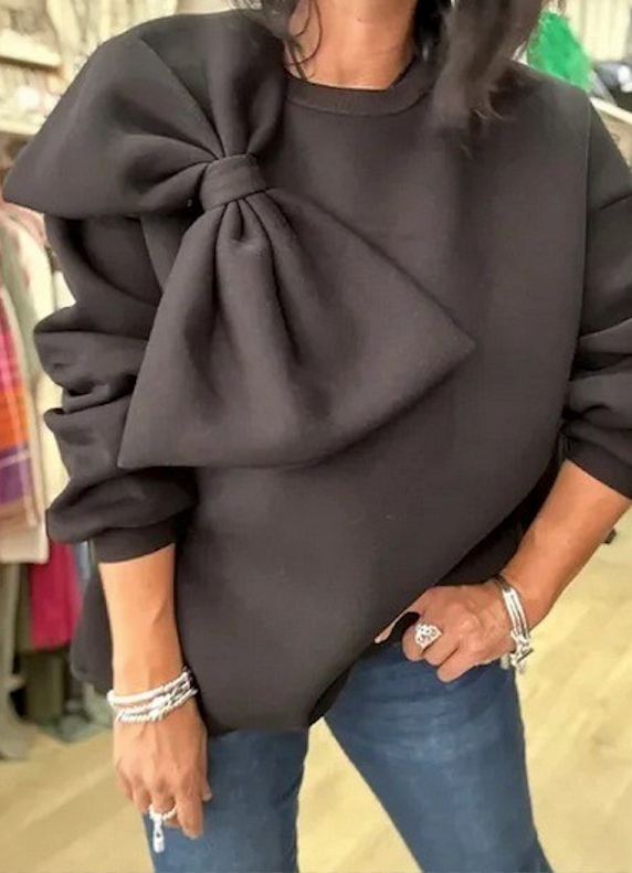 Bow detail Sweater: Gray / XL