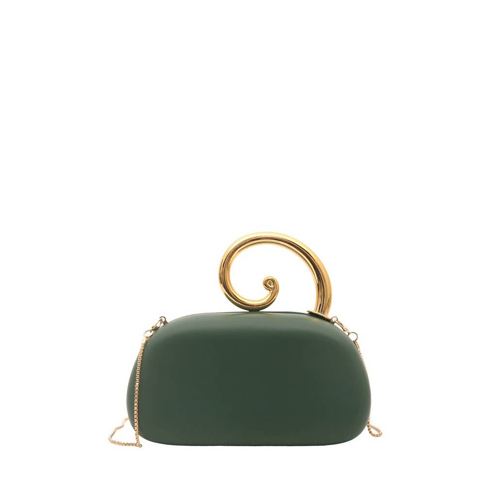 Spiral Handle Oval Evening Clutch: RD