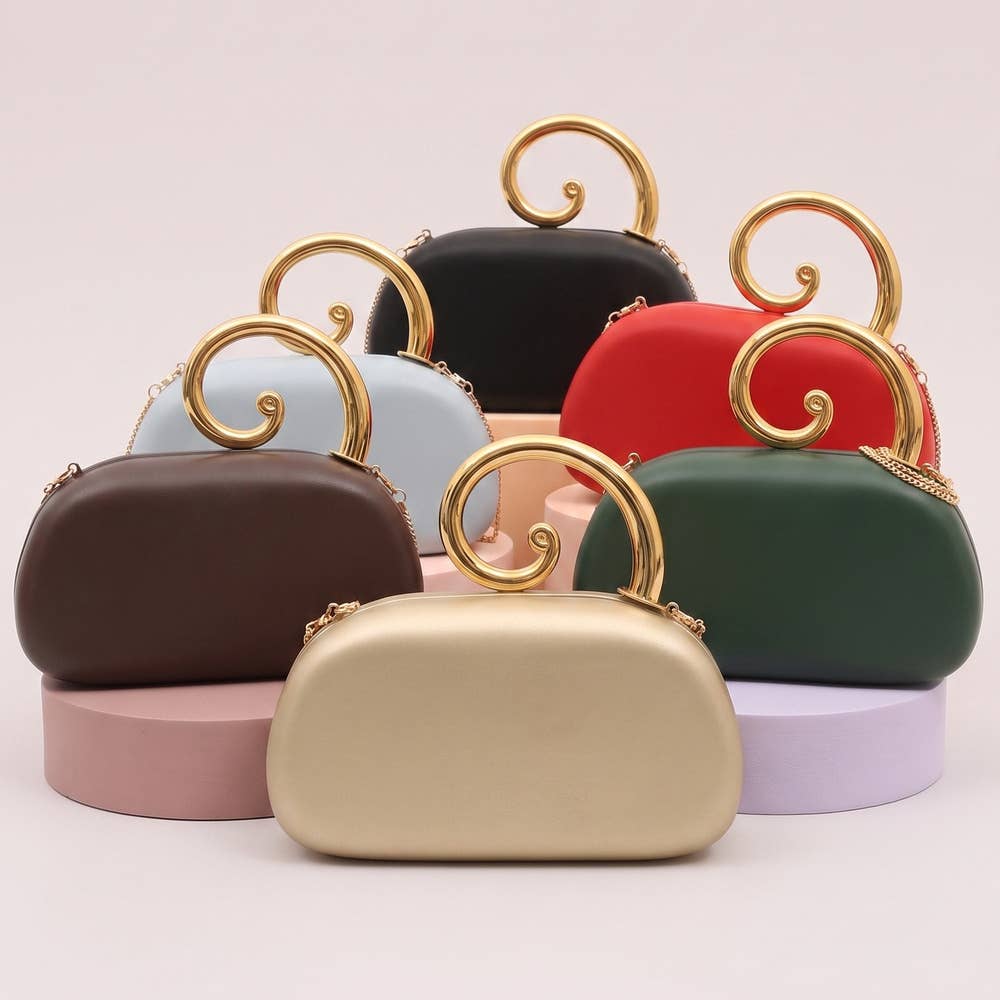 Spiral Handle Oval Evening Clutch: RD