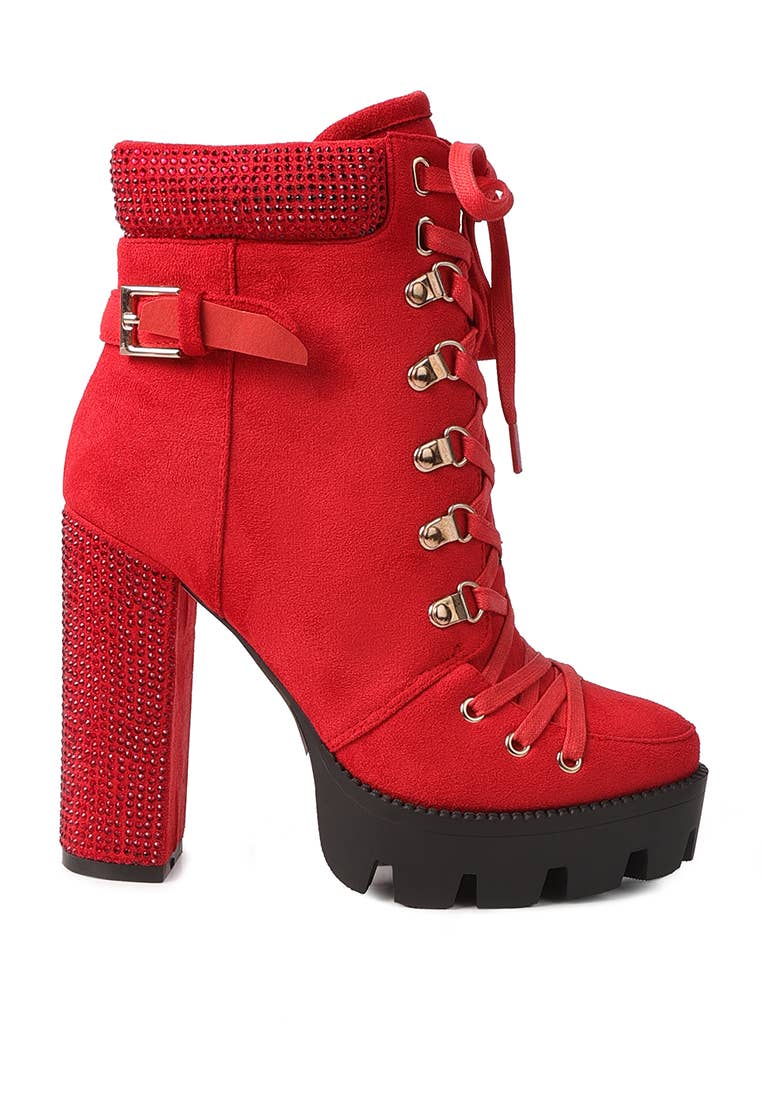 Birch Diamante Set Block Heeled Ankle Boot: BLACK / 9.5US