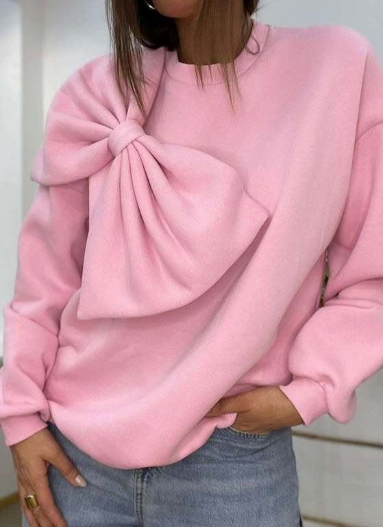 Bow detail Sweater: Gray / XL