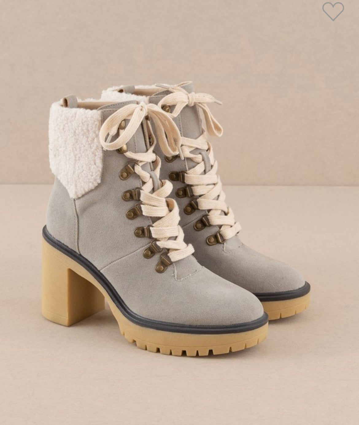 Sassy Gray Platform Block Heel Boots