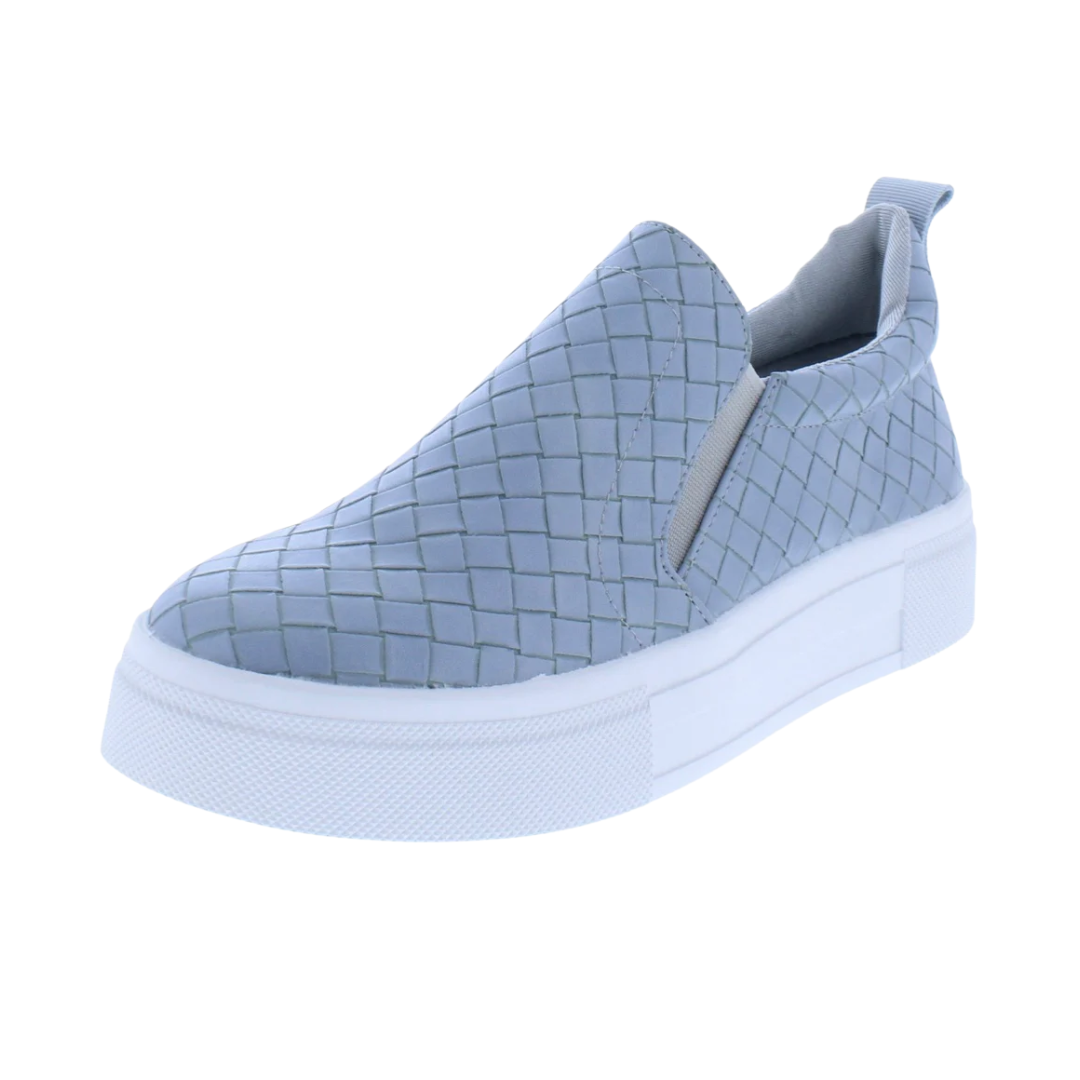 Slate Blue Woven Platform Slip-On Sneakers