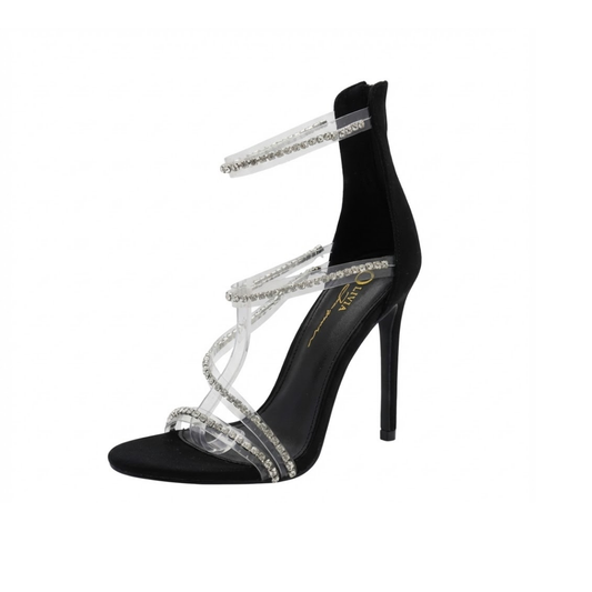 Rhinestone strappy open toe heel