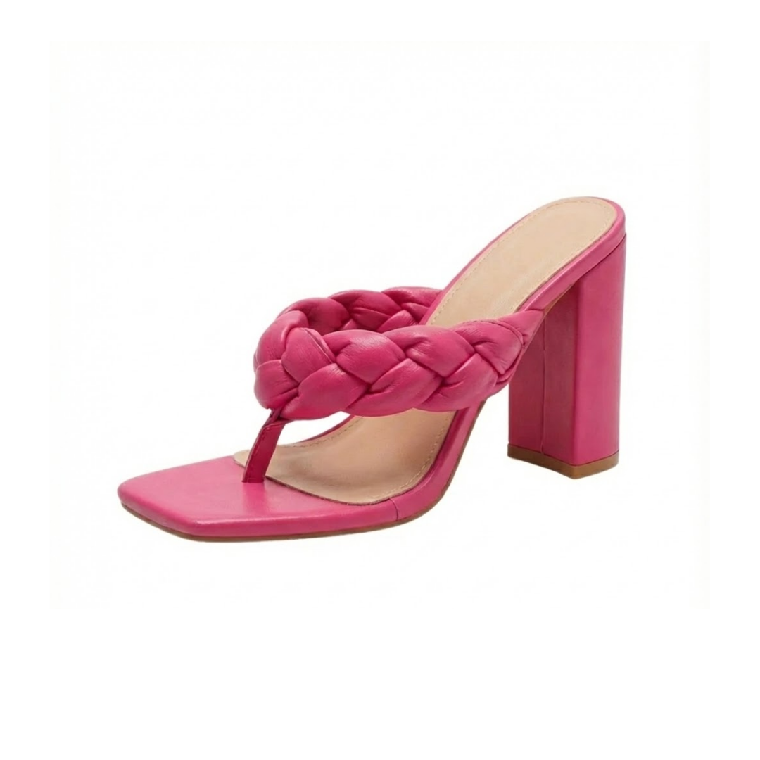 Quilted Slip-On Heels in Fuchsia & Lavender