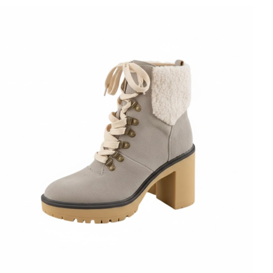 Sassy Gray Platform Block Heel Boots