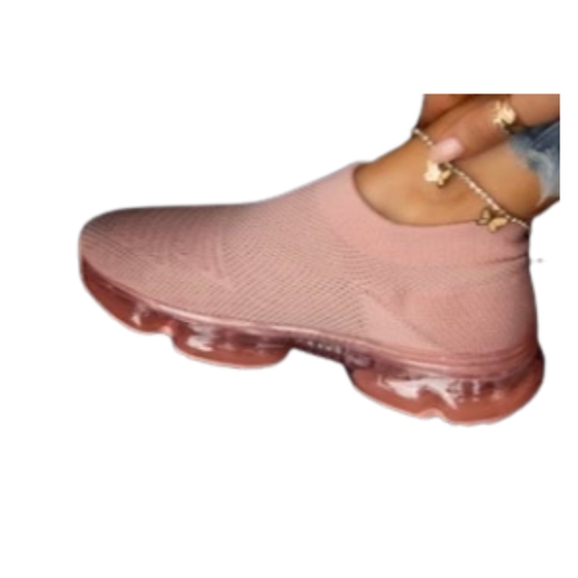 Mauve Air Cushion Slip-On Sneakers