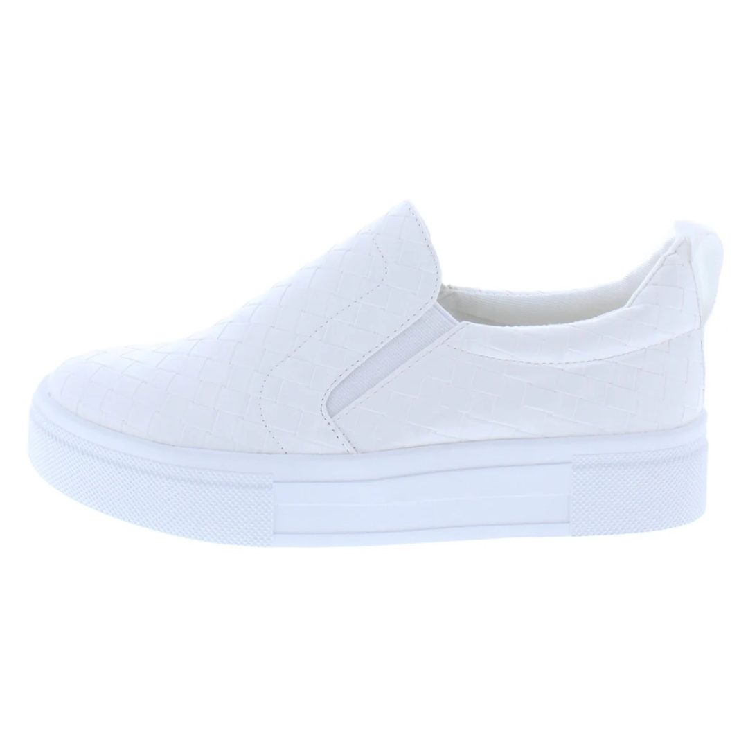 White Platform Slip-On Sneakers