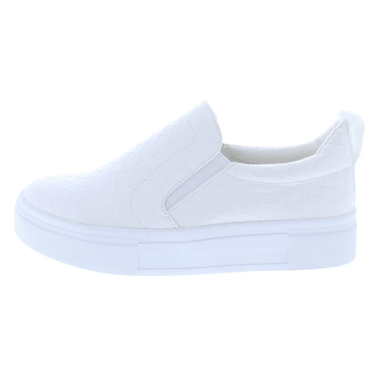 White Platform Slip-On Sneakers