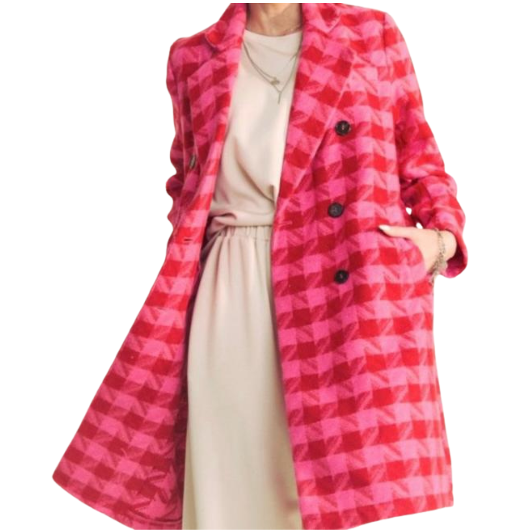 Ruby Houndstooth Statement Coat
