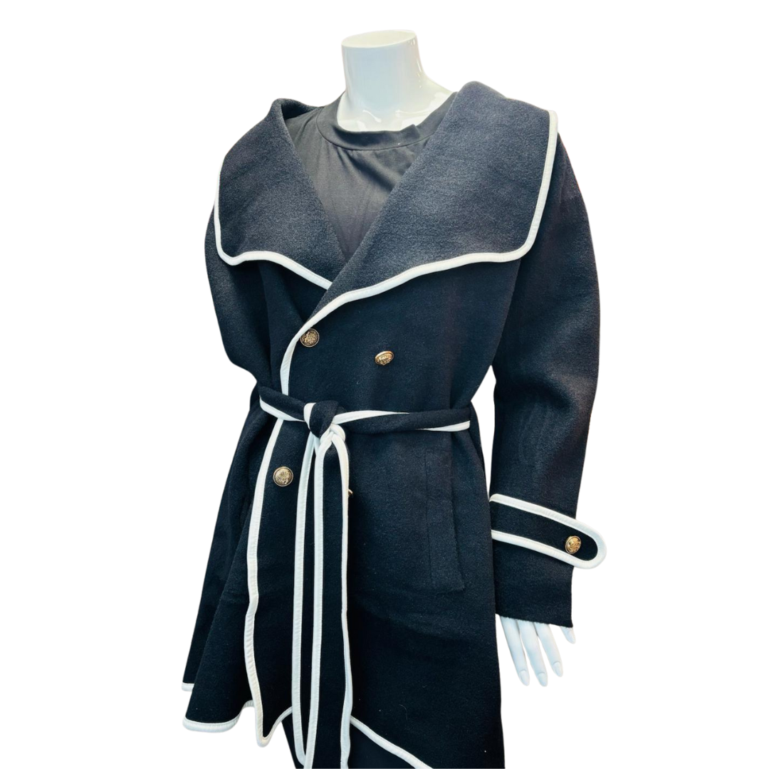 Midnight Trimmed Wrap Coat