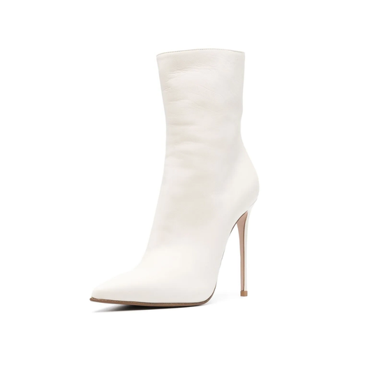 Cinderella White Pointed-Toe Stiletto Boots