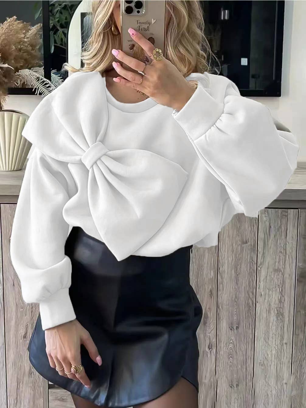 Bow detail Sweater: Light grey / XL