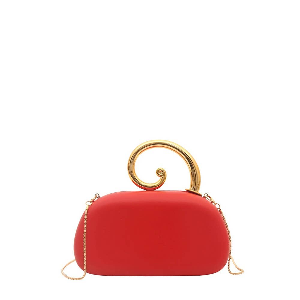 Spiral Handle Oval Evening Clutch: BK