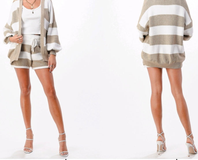 Stripe Knit Short Set